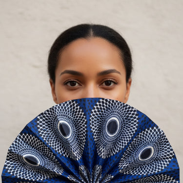 Indigo Eye — African Wax Print Folding Fan