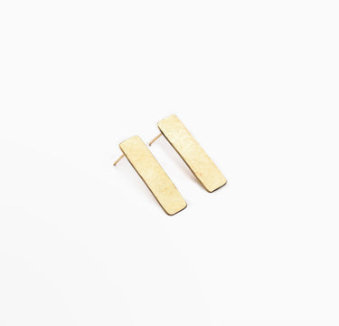 Zawya Minimalist Brass Rectangle Earrings