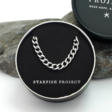 Starfish Project  6mm stainless steel linked curb chain necklace in signature Starfish Project gift packaging