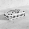 Vista Alegre porcelain card box featuring a black and white Calçada Portuguese mosaic pattern on a concrete surface.
