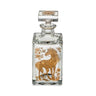 Kindred & Kin crystal whiskey decanter with gold horse motif and floral accents. Hand wash recommended.