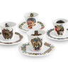 Kindred & Kin Vista Alegre x Christian Lacroix porcelain coffee cup set with surrealist character illustrations.